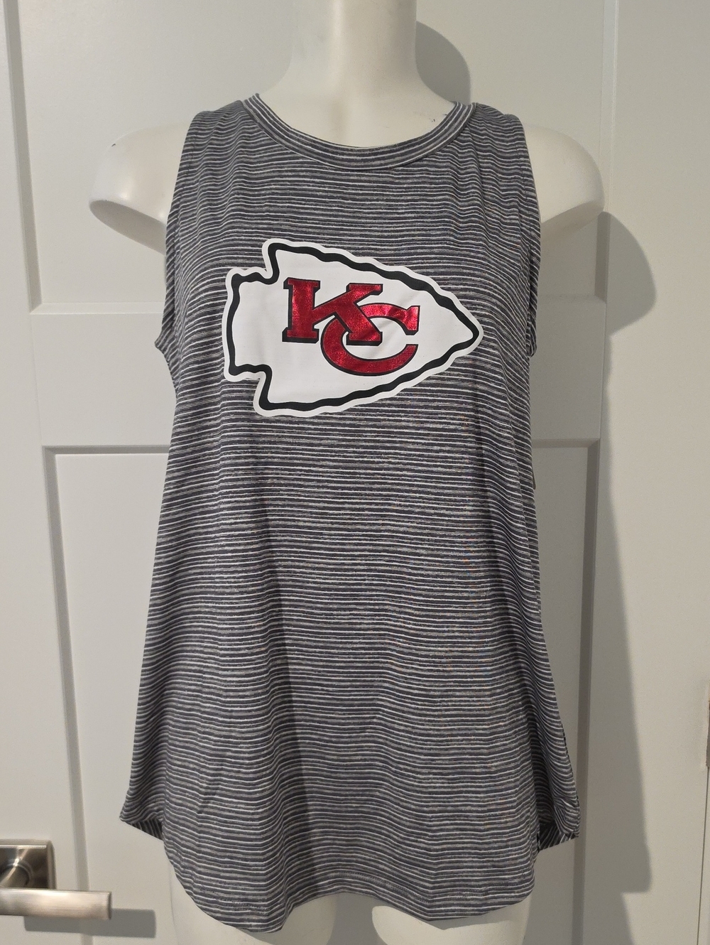 NWT NFL Ladies Kansas City Chiefs Gray Stripe Tank Top